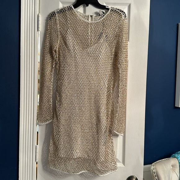 NWT ALLSAINTS  Rosalie Embellished Mesh Mini Dress - size 8 - Picture 8 of 14